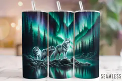 Wolf Tumbler Wrap, Northern Lights Tumbler, Nature Tumbler Product Image 1