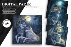 Wolf Wall Art Digital Paper Backgrounds Printable Scrapbook Product Image 1