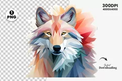Watercolor wolf illustration sublimation clipart png design Product Image 1