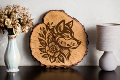 Wolf with Roses Floral Head SVG | Tattoo Style Animal Design Product Image 3