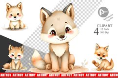 Watercolor Clipart Wolf Wildlife Product Image 1