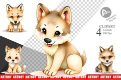 Watercolor Clipart Wolf Wildlife Product Image 1
