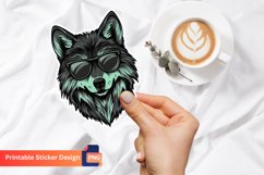 Wolf with Sunglasses Sticker, Funny Wolf With Shades Sticker Product Image 1