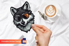 Wolf with Sunglasses Sticker, Funny Wolf With Shades Sticker Product Image 1