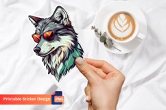 Wolf with Sunglasses Sticker, Funny Wolf With Shades Sticker Product Image 1