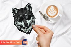Wolf with Sunglasses Sticker, Funny Wolf With Shades Sticker Product Image 1