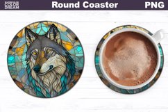 Wolf Stained Glass Coaster | Wolf Round Coaster Product Image 1