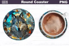Wolf Stained Glass Coaster | Wolf Round Coaster Product Image 1