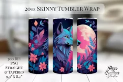 Wolf Neon Art Tumbler Wrap - 20 oz Animal Skinny Tumbler Product Image 1