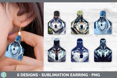 Bundle of six Wolfs cow tag earrings sublimation designs.