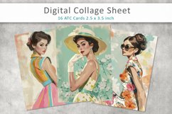 Woman 60&#039;s ATC Cards, Digital collage sheets Product Image 1
