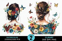 Woman Back Butterflies And Flowers Exquisite Clipart Product Image 1