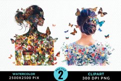 Woman Back Butterflies And Flowers Exquisite Clipart Product Image 1