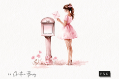 Watercolor Pink Mailbox | Letter Clipart Product Image 1