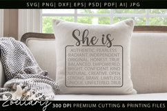She Is Strong Fearless Brave Empowered Independent Kind SVG Product Image 8