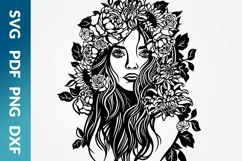 Woman with flowers in her hair - SVG cutting files Product Image 2