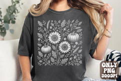 Boho Fall Floral Pumpkin PNG | Sunflower Wildflower Leaves Product Image 1
