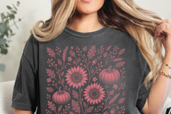 Boho Fall Floral Pumpkin PNG | Sunflower Wildflower Leaves Product Image 4