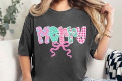 Preppy Coquette Christmas Shirt png, Retro Christmas, Merry Product Image 1