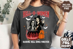 Hell-O-Women PNG, Retro Halloween Png, Spooky Witch Skeleton Product Image 1