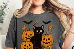 Halloween Black Cat Pumpkin png | Fall Black Cat png Design Product Image 2