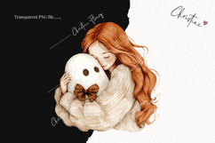 Cozy Halloween Girl Hugging Ghost | Halloween PNG Product Image 2