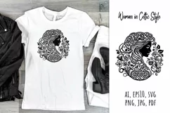 Woman,  celtic,  style,  svg,  folk design, silhouette, laser cut, paper cut,  sublimation,  t-shirt design, mug design, tumbler design, pillow design,  can  glass,  stamp,  stencil,  pet, craft, jpg, svg, pdf, ai, vector, png,