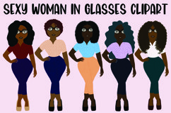 Sexy Black Women in Glasses Illustrated Clipart Product Image 1