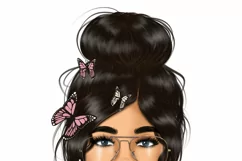Woman In Glasses With Butterflies | Spring Sublimation Product Image 6