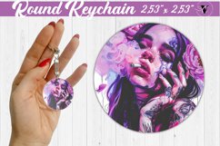 Round keychain sublimation | Strong woman Product Image 1