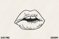 Sexy Lips Line Art SVG PNG | Bold Valentine Kiss Product Image 1