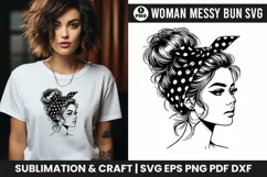 Sublimation Design, silhouette messy bun svg