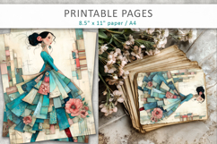 woman mixed media collage, scrapbook elements Product Image 5