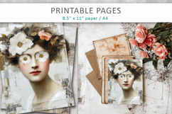 vintage woman portrait collage pages Product Image 6