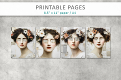 vintage woman portrait pages, mixed media junk journal Product Image 2