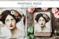 vintage woman portrait pages, mixed media junk journal Product Image 3