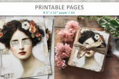 vintage woman portrait pages, mixed media junk journal Product Image 4