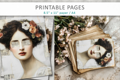vintage woman portrait pages, mixed media junk journal Product Image 5