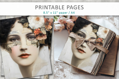 vintage female portrait, mixed media junk journal Product Image 5