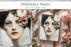 vintage female portrait, mixed media junk journal Product Image 6