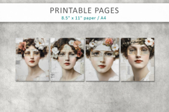 vintage female portrait, shabby chic scrapbook paper Product Image 2