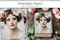 vintage female portrait, shabby chic scrapbook paper Product Image 3