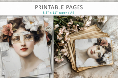 vintage female portrait, shabby chic scrapbook paper Product Image 5