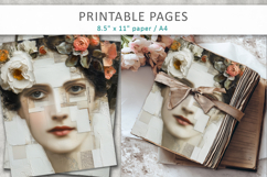 woman portrait mixed media junk journal, scrapbook paper Product Image 5