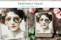 woman portrait mixed media junk journal, shabby chic Product Image 3