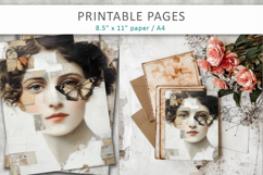 woman portrait mixed media junk journal, shabby chic Product Image 6
