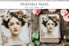 woman portrait mixed media junk journal, vintage aesthetic Product Image 3
