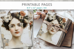 woman portrait mixed media junk journal, vintage aesthetic Product Image 5