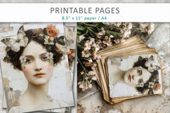 woman portrait mixed media junk journal, vintage aesthetic Product Image 1