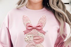 Patchwork Easter Bunny Girl PNG | Faux Embroidered Girl Product Image 3